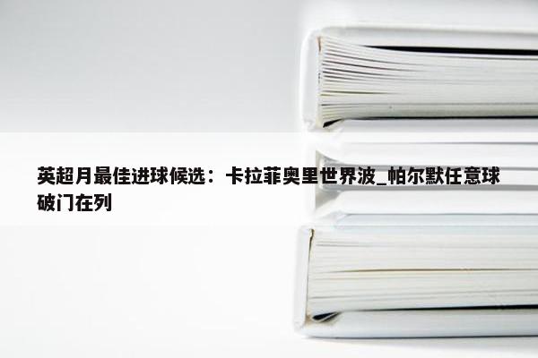 英超月最佳进球候选：卡拉菲奥里世界波_帕尔默任意球破门在列