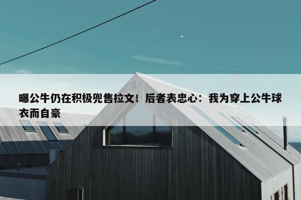 曝公牛仍在积极兜售拉文！后者表忠心：我为穿上公牛球衣而自豪