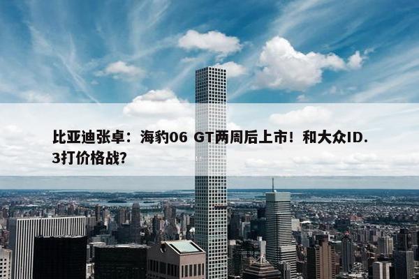 比亚迪张卓：海豹06 GT两周后上市！和大众ID.3打价格战？