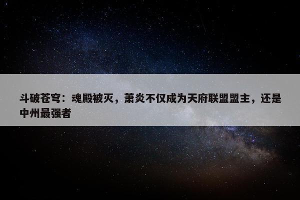 斗破苍穹：魂殿被灭，萧炎不仅成为天府联盟盟主，还是中州最强者