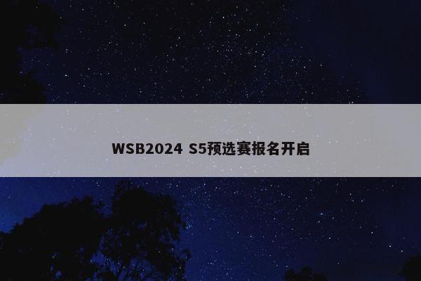 WSB2024 S5预选赛报名开启