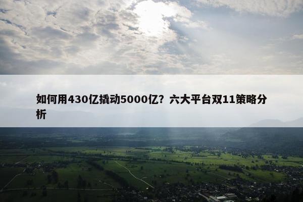 如何用430亿撬动5000亿？六大平台双11策略分析