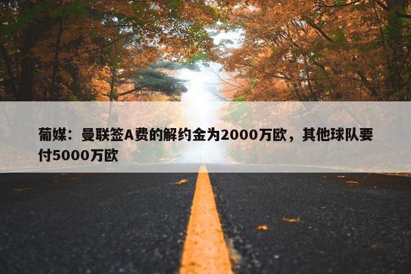 葡媒：曼联签A费的解约金为2000万欧，其他球队要付5000万欧