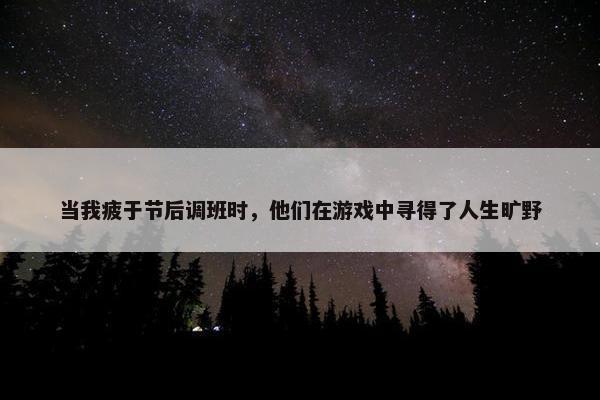 当我疲于节后调班时，他们在游戏中寻得了人生旷野