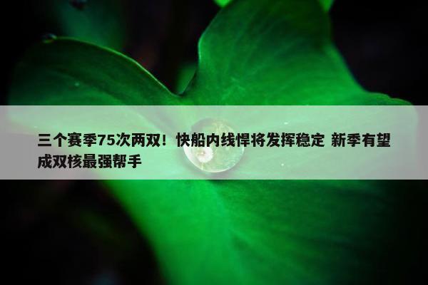 三个赛季75次两双！快船内线悍将发挥稳定 新季有望成双核最强帮手