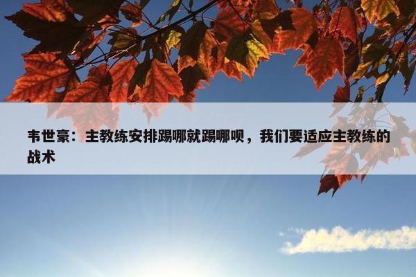 韦世豪：主教练安排踢哪就踢哪呗，我们要适应主教练的战术